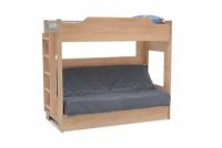 Кровать двухъярусная Боровичи-Мебель с диван-кроватью; пружинный блок Боннель; велюр серый / дуб сонома 205x110x173 см