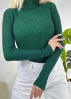 Женский вязанный свитер с высоким воротом, водолазка, длинный рукав. Тренд 2024