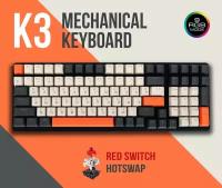 Клавиатура механическая Wolf K3 игровая, RGB, Type-C, HOTSWAP, Проводная, Русская раскладка, оранжевый