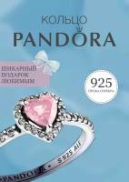 Кольцо PANDORA, фианит, искусственный камень, размер 17, розовый