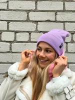Шапка бини MUSCLES DESIGN Lab модная и практичная шапка, размер универсальный, фиолетовый