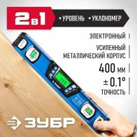 Горизонт уровень-уклономер, 400 мм, Диапазон 0-90°, Точность ±0,1°, Подсветка экрана, ЗУБР Профессионал