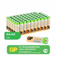 Батарейка алкалиновая АА (LR6), GP Super Alkaline, в комплекте 60 шт