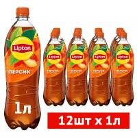 Чай Lipton черный, персик, 1 л, 12 шт