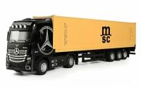 Модель грузовика тягач Мерседес с прицепом-контейнером, инерционная, свет-звук, 1:43, 31 см