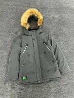 Зимняя куртка для мальчика, длинная парка, серый, 152см