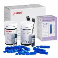 Тест-полоски и ланцеты Yuwell для измерения уровня глюкозы в крови (тест-полоски только для Yuwell 582), 50 шт