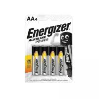 Батарейки комплект 4 шт, ENERGIZER Alkaline Power, AA (LR06, 15А), алкалиновые, пальчиковые, блистер, E300132908