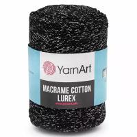 Пряжа для вязания YarnArt 'Macrame cotton Lurex' 250гр 205м (75% хлопок, 13% полиэстер, 12% металлик) (723 черное серебро), 4 мотка