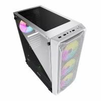 Powercase CMIZW-L4 Mistral Z4 White, Tempered Glass, Mesh, 4x 120mm 5-color LED fan, белый, ATX