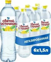 Вода Святой Источник питьевая негазированная лимон, 6 шт по 1,5 л