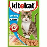 Корм консервированный для кошек KITEKAT с сочными кусочками рыбы в соусе, 85г