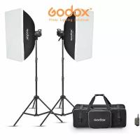 Комплект студийного оборудования Godox MS200V-F с софтбоксами, импульсный студийный свет для съемки фото, фотостудии