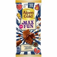 Шоколад молочный Alpen Gold Max Fun мармелад-попкорн-взрывная карамель, 150г