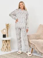 Пижама Miki's Deli, размер 50-52, серый, бежевый