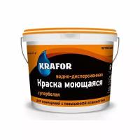 Краска Krafor ВД интерьерная латексная моющаяся супербелая 3 кг