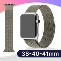 Ремешок миланская петля для Apple Watch 38-40-41 mm, Series 1-9, SE / Металлический браслет для смарт часов Эпл Вотч 38-40-41, СЕ, 1-9 / Серый