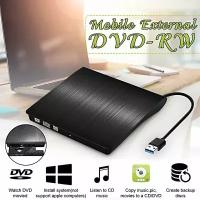 Внешний оптический CD/DVD привод (дисковод) USB 3.0 для ПК/ноутбука/ компьютера/тонкий корпус, Черный