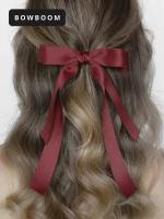 Бордовый атласный бант для волос на заколке-автомат для девочек и женщин. Украшения и аксессуары для волос