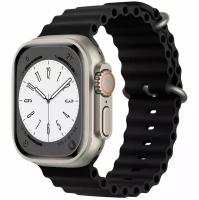 Ремешок на руку для Apple Watch 42/44/45/49 мм, HOCO, WA12, силиконовый ребристый, черный