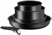 Набор посуды со съемной ручкой Tefal Ingenio Natural Force L3969053, 5 предметов, антипригарный, подходит для индукции, сделан во Франции, серый