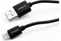 Кабель USB-Lightning, ERGOLUX ELX-CDC03P-C02, 2 А, 1 м, черный, пакет