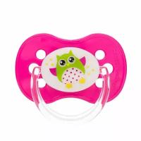 Пустышка Canpol Babies симметричная силиконовая, 18+ Owl, цвет: розовый
