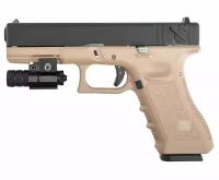 Страйкбольный пистолет KJW Glock G18 (6 мм, GBB, Green Gas, Tan)