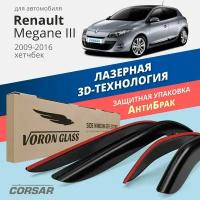 Дефлекторы окон Voron Glass серия Corsar для Renault Megane III 2009-2016 /хэтчбек накладные 4 шт