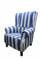 Кресло Ля Нэж с широкой голубой полосой, хлопковый гобелен, 84х82х102 см