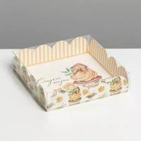 Коробка для кондитерских изделий с PVC крышкой «Сладкой жизни», 15 × 15 × 3 см (комплект из 25 шт)