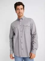Рубашка из хлопка с длинным рукавом и карманами, цвет Серый, размер XL 01413214R033