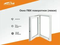 Пластиковое окно ПВХ, в проем 500х500мм (ШхВ), с левой поворотной створкой, в 3 стекла, габариты изделия ПВХ: 460 х 440мм (ШхВ)+подставочник 30мм