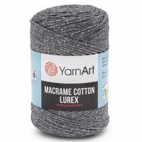 Пряжа для вязания YarnArt 'Macrame cotton Lurex' 250гр 205м (75% хлопок, 13% полиэстер, 12% металлик) (737 серебро), 4 мотка
