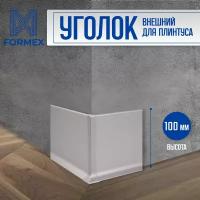 Угол наружный алюминиевый для плинтуса FORMEX H100, 1 шт, Анодированное серебро (матовый)