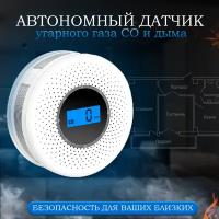 Автономный датчик-сигнализатор угарного газа CO и дыма - Страж VIP-910Q10