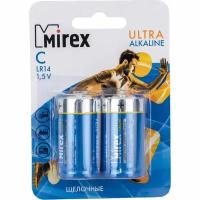Батарейка алкалиновая Mirex, C, LR14-2BL, 1.5В, блистер, 2 шт. 9377665
