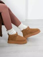 Угги женские SOPRA footwear зимние короткие натуральные коричневые 38 размер