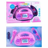 Магнитофон игрушечный Oubaoloon На батарейках, розовый, пластик, в коробке (2757)