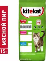 KITEKAT для взрослых кошек Мясной Пир, 15кг