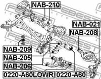 Сайлентблок ЗАД балки INF FX45/35 S50 02-08, NAB209 FEBEST NAB-209