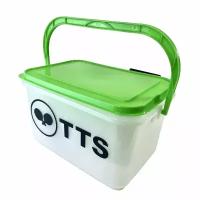 Корзина для мячей TTS Коробка с крышкой на кронштейне для 150 мячей, White/Green