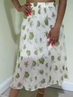 Женская летняя юбка в цветок/зеленая/универсальный размер 42/44