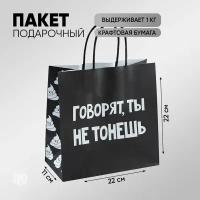 Пакет подарочный «Ты не тонешь», 22 × 22 × 11 см