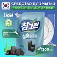 LION Жидкость для мытья посуды Chamgreen Древесный уголь сменный блок, 1.2 л, 1.2 кг