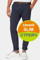 Брюки чинос Tom Tailor Slim Fit СТРЕЙЧ, размер 33/34, синий