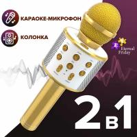 Микрофон для караоке Eternal Friday, Bluetooth, FM, microSD, цвет золото. Подарок на праздник