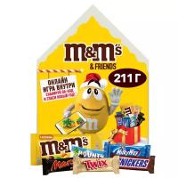 Новогодний набор сладостей M&M's & Friends Пряничный Домик, Шоколадный подарочный набор с игрой внутри, Сладкий подарок, Сладкий набор, 211г