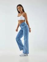 Женские широкие джинсы Палаццо, размер 42,светло-синий, голубой