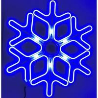 Неоновая светодиодная светящаяся снежинка с бегущими огнями пульсацией 40 см.(Синий)